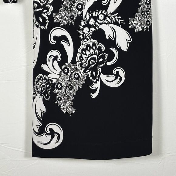 White House Black Market Dress Paisley Shift Black White Size Extra Small XS - Picture 6 of 9